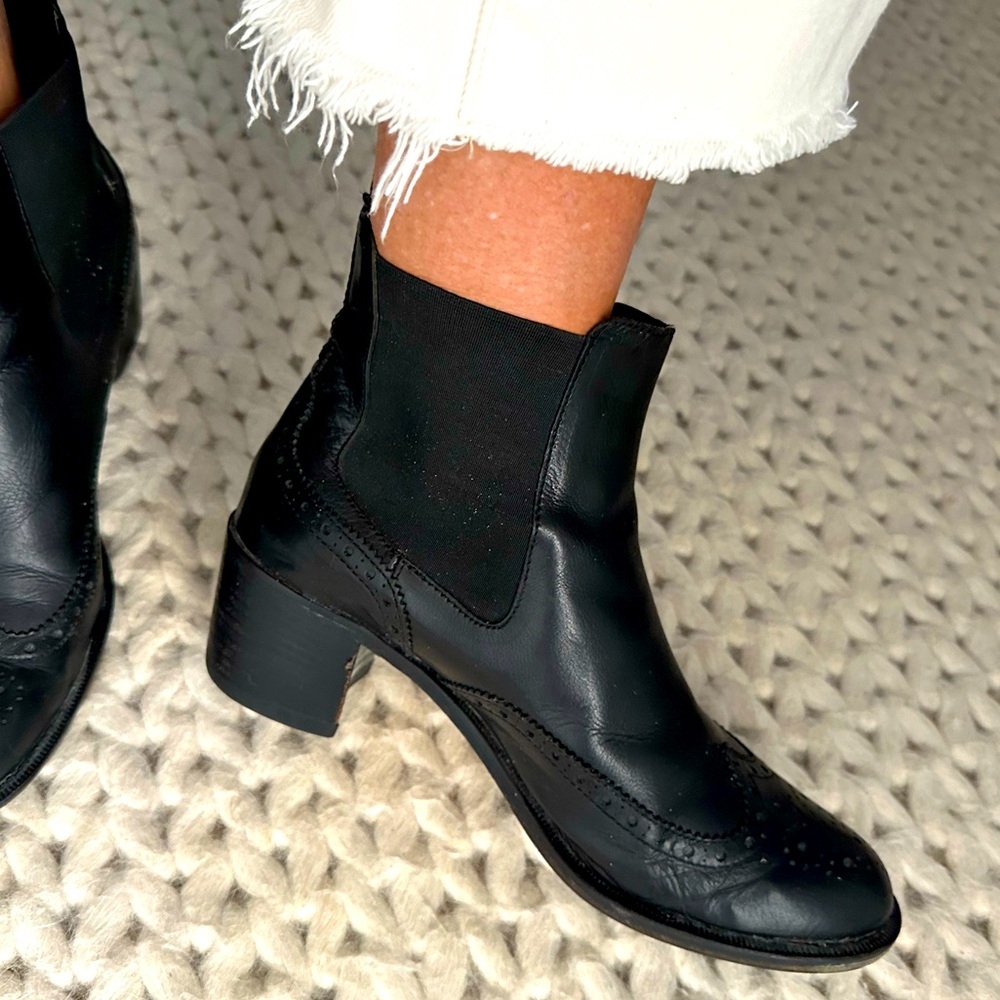 Black Italian leather Chelsea boots
